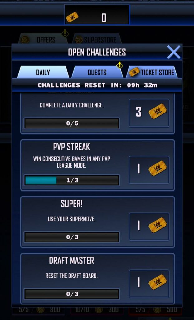WWE SuperCard Battle Cards Daily Challenges