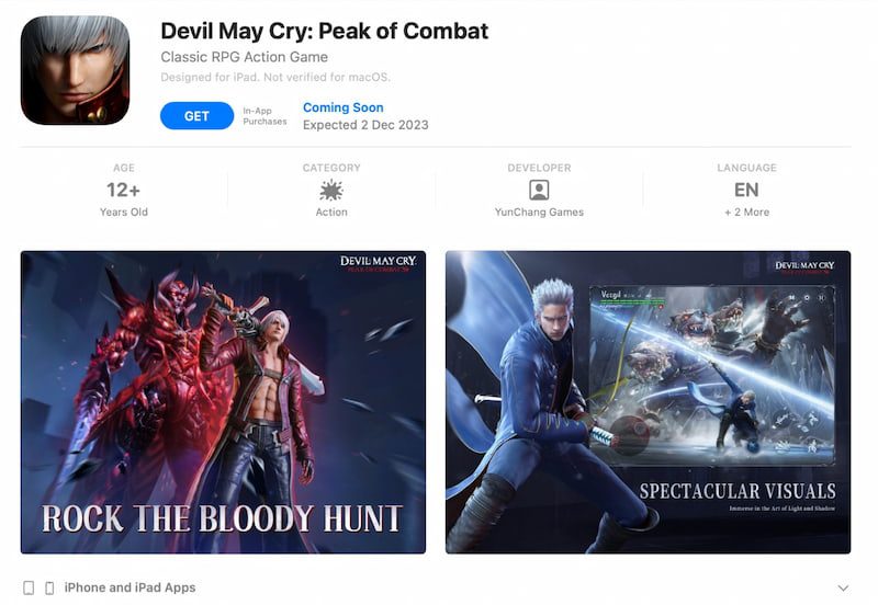 Devil May Cry: Peak of Combat expected to release globally on December 2, 2023, according to the store listing - GamingOnPhone (Picture 1)