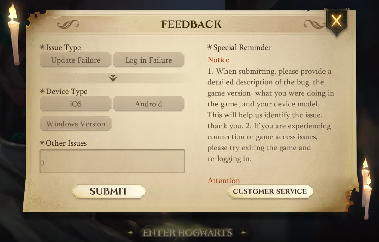 Harry Potter Magic Awakened Customer Support