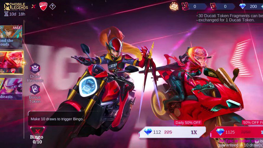 Mobile Legends Patch 1.8.20 Update, Mobile Legends Ducati event free skin