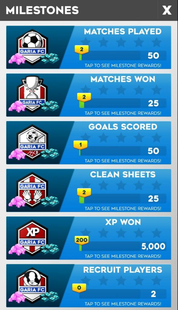 Ultimate Draft Soccer Milestones