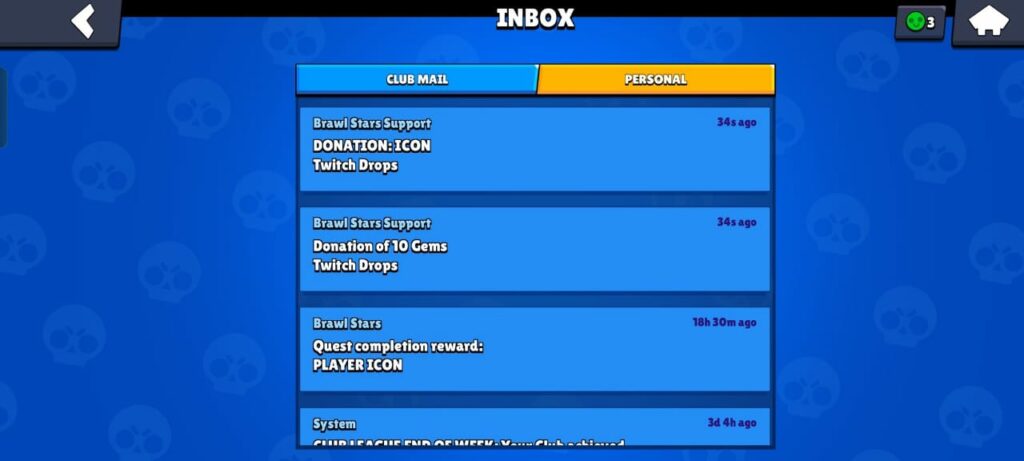 Brawl Stars Twitch Drops event in-game mail