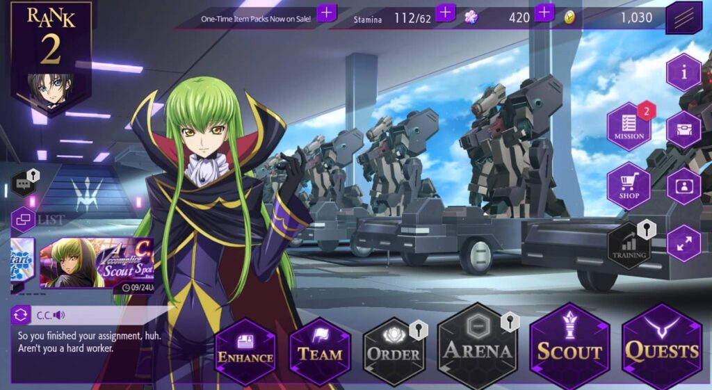 Code Geass Lost Stories Lobby