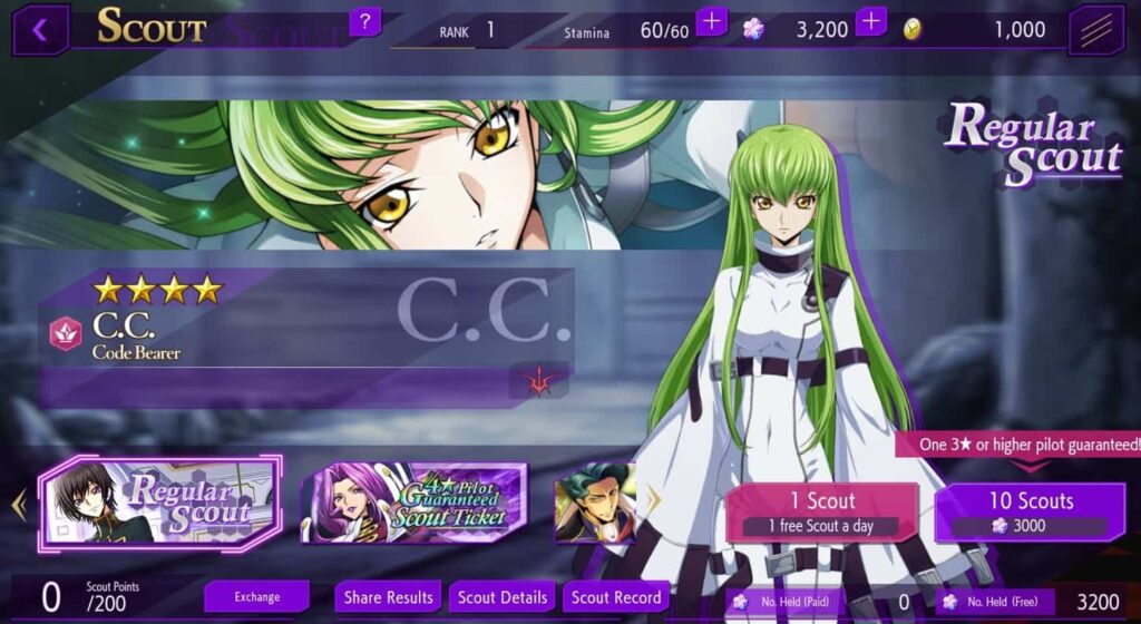 Code Geass Lost Stories Free Scout