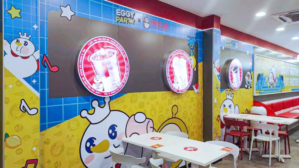 Eggy Party Mixue collaboration themed stores