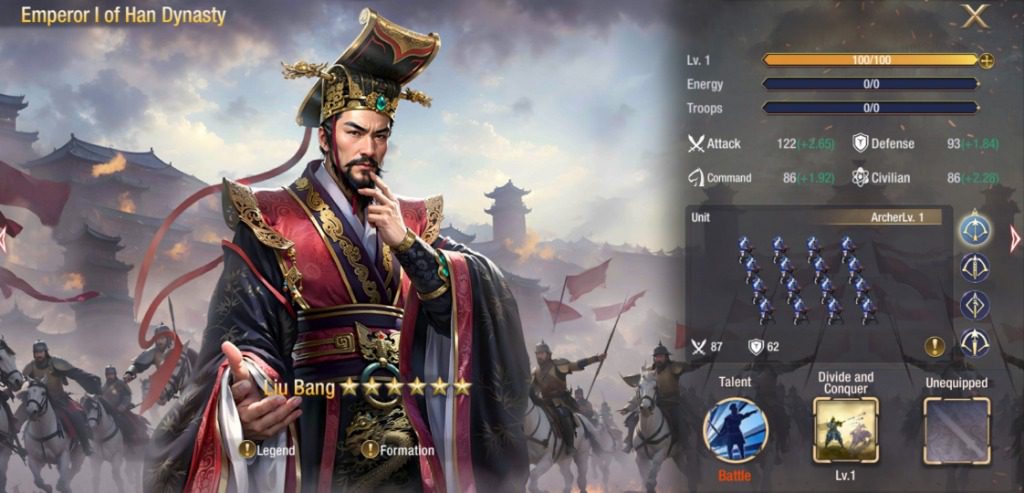Conquest of Empire 2 hero tier list - Liu Bang