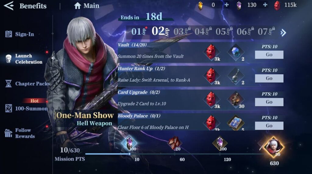 Devil May Cry Peak of Combat events