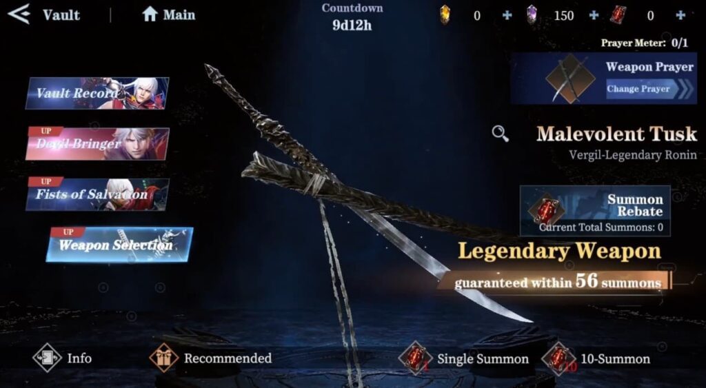 Devil May Cry Peak of Combat weapon summon gacha system