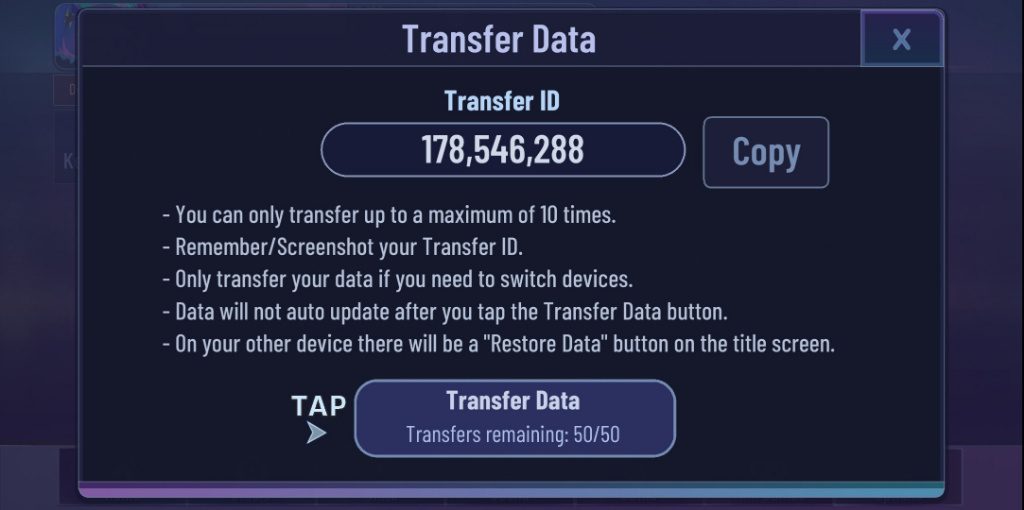 Gacha Club Transfer Data