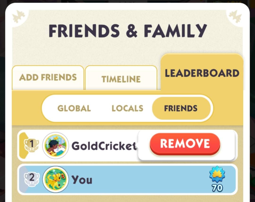 Remove Friends MONOPOLY GO