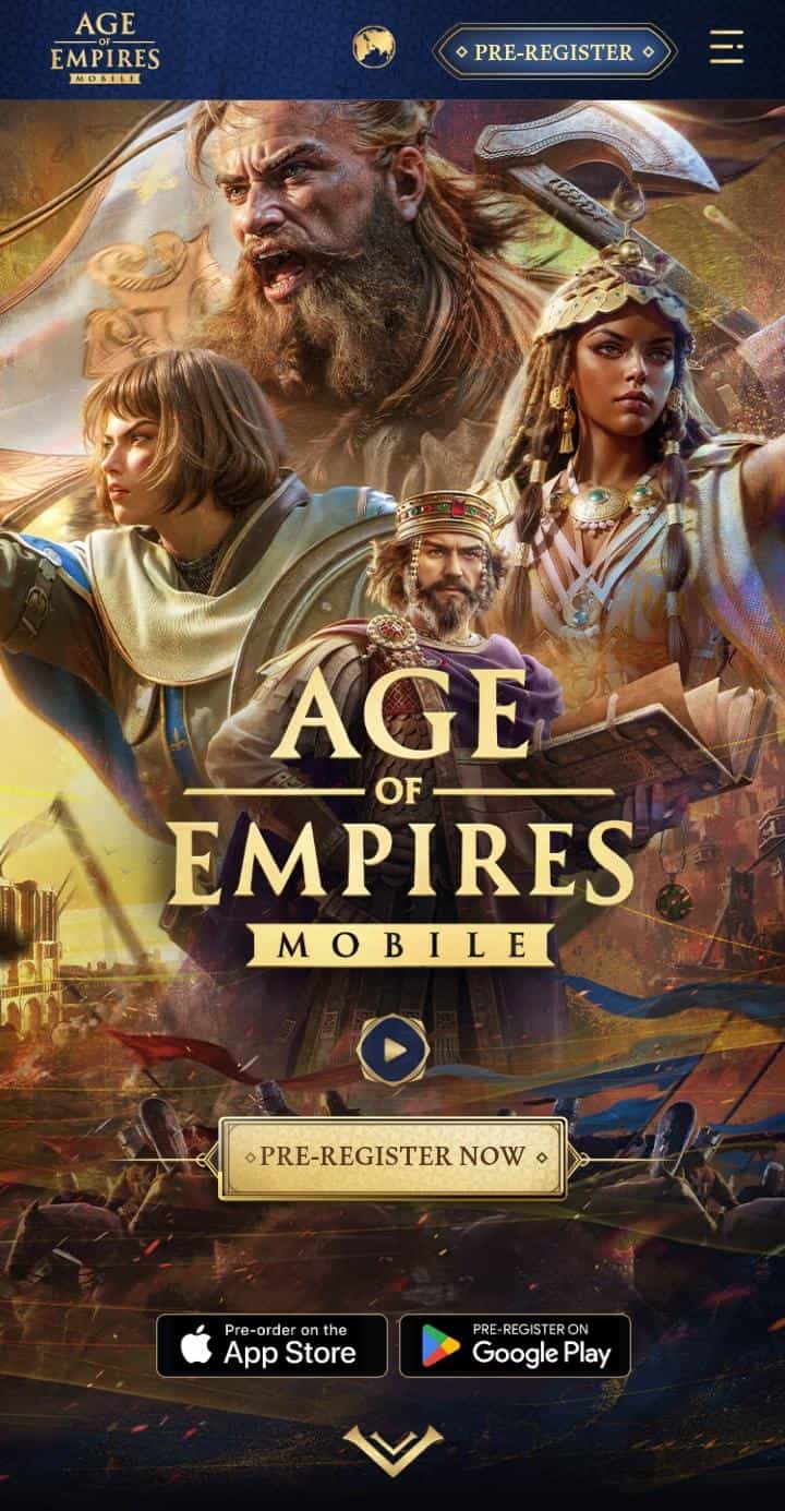 Age of Empires Mobile pre-registration page
