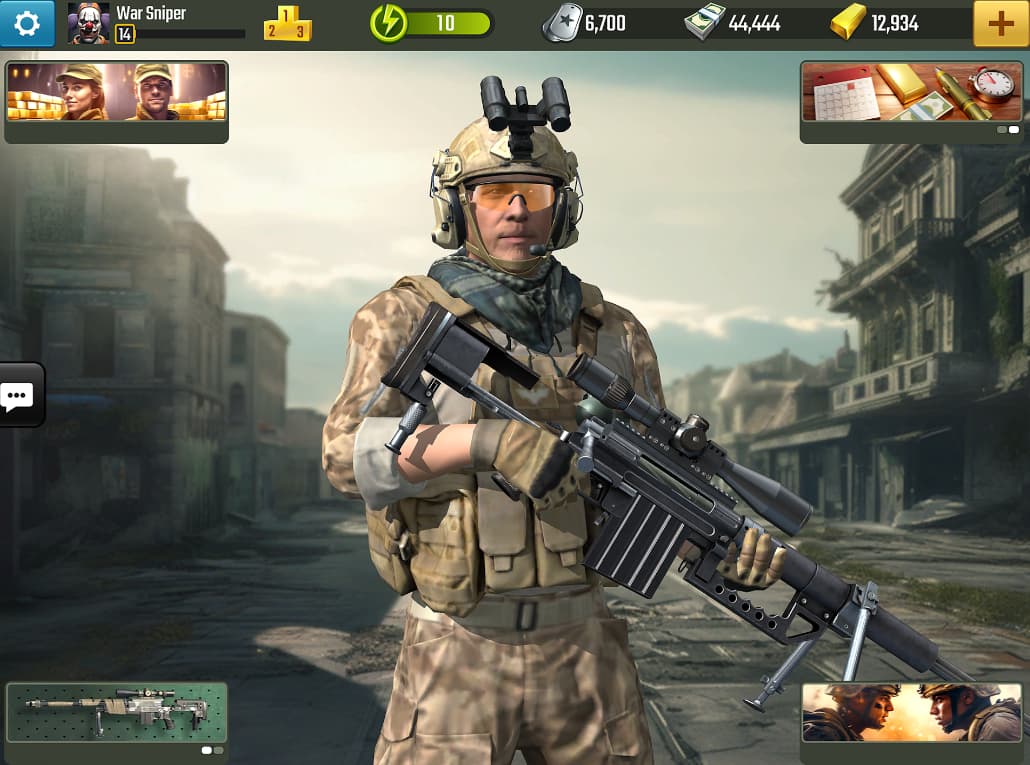 War Sniper FPS Shooting Game main menu