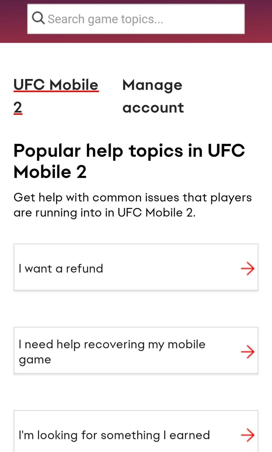 UFC Mobile 2 Official Help Website