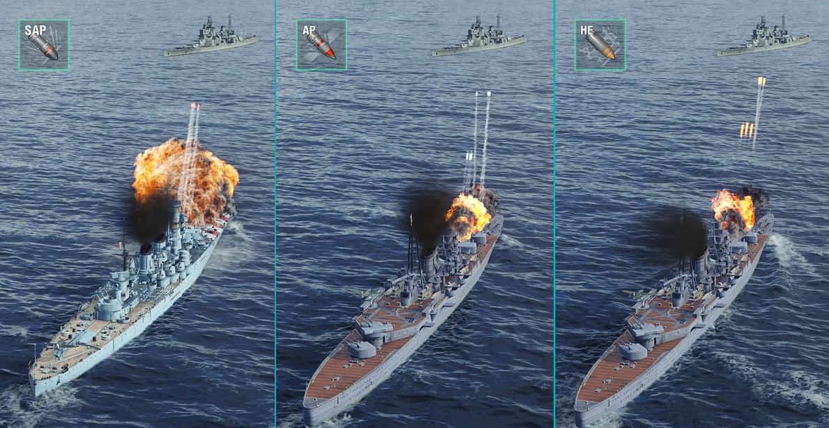World of Warships Legends shell types