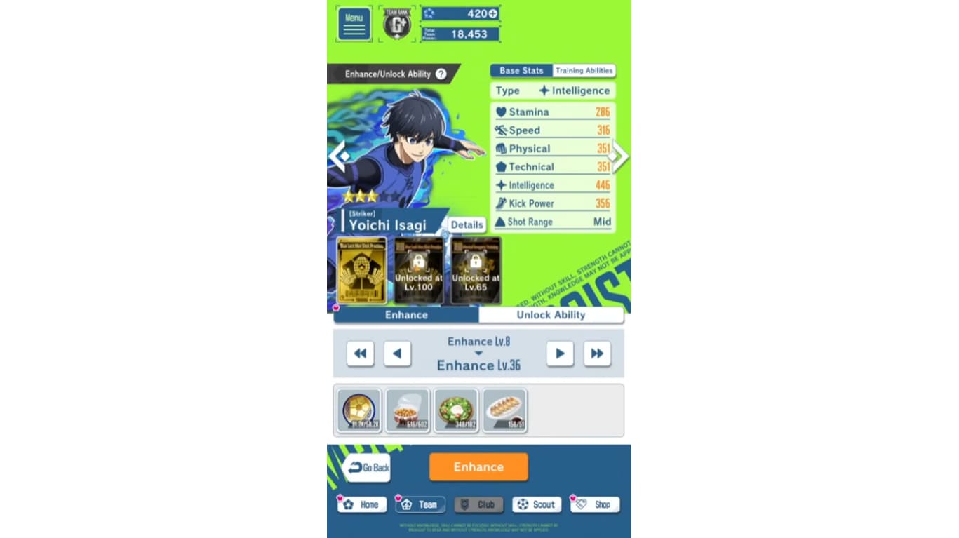 Blue Lock PWC character upgrade
