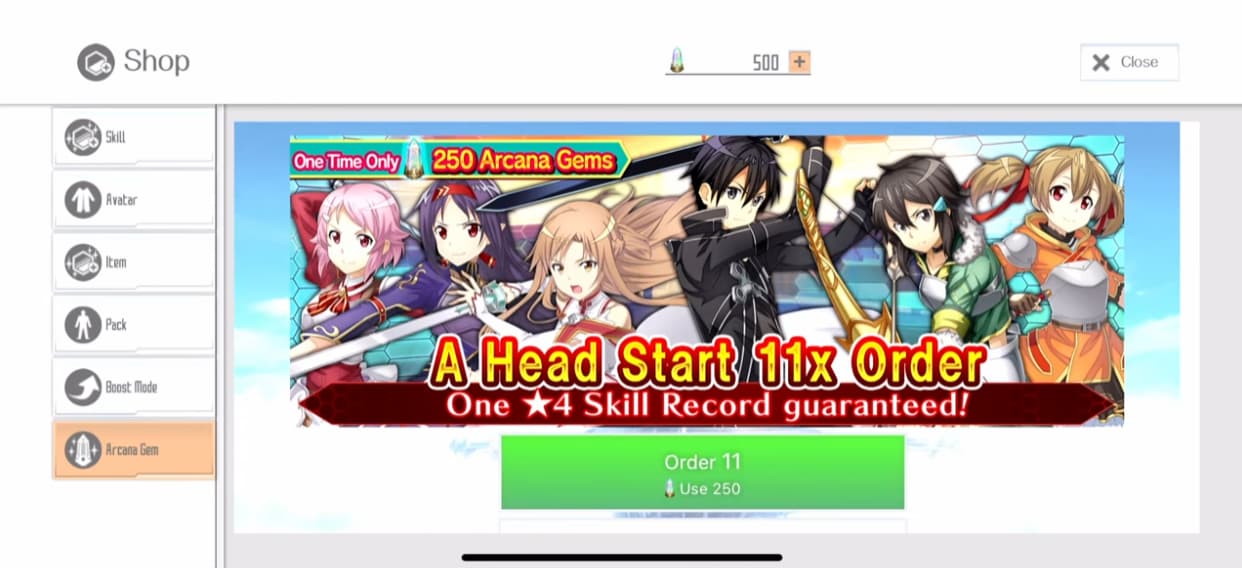 Sword Art Online Integral Factor Head start banner