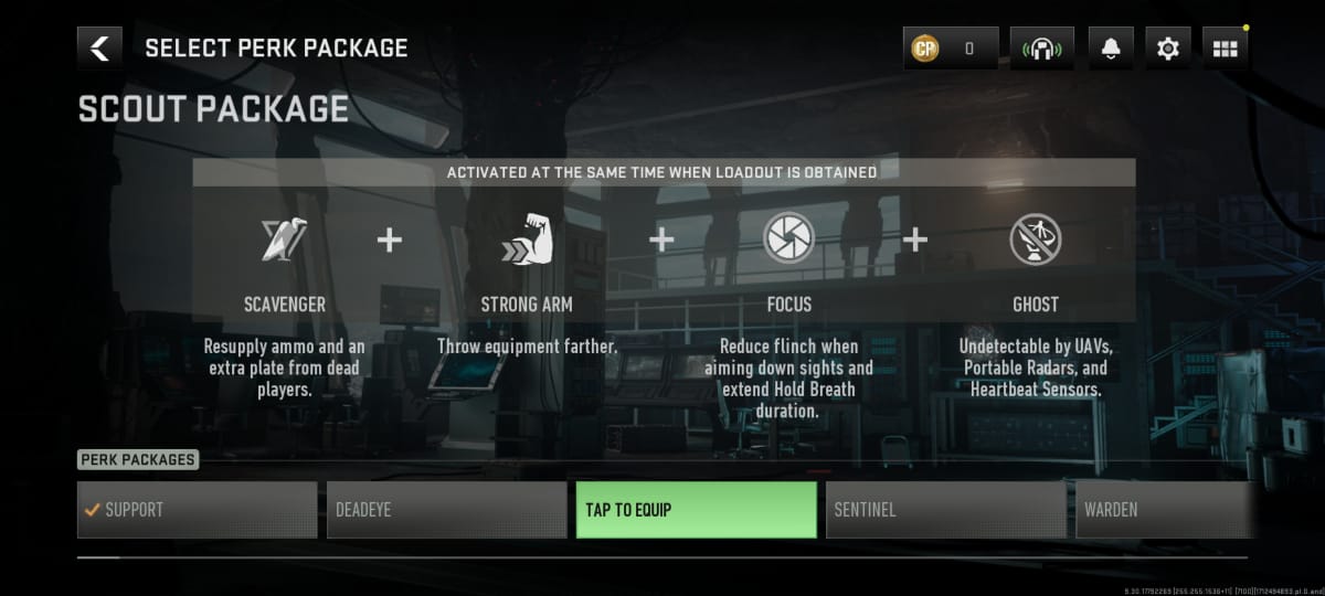 Support Perk Package in Warzone Mobile