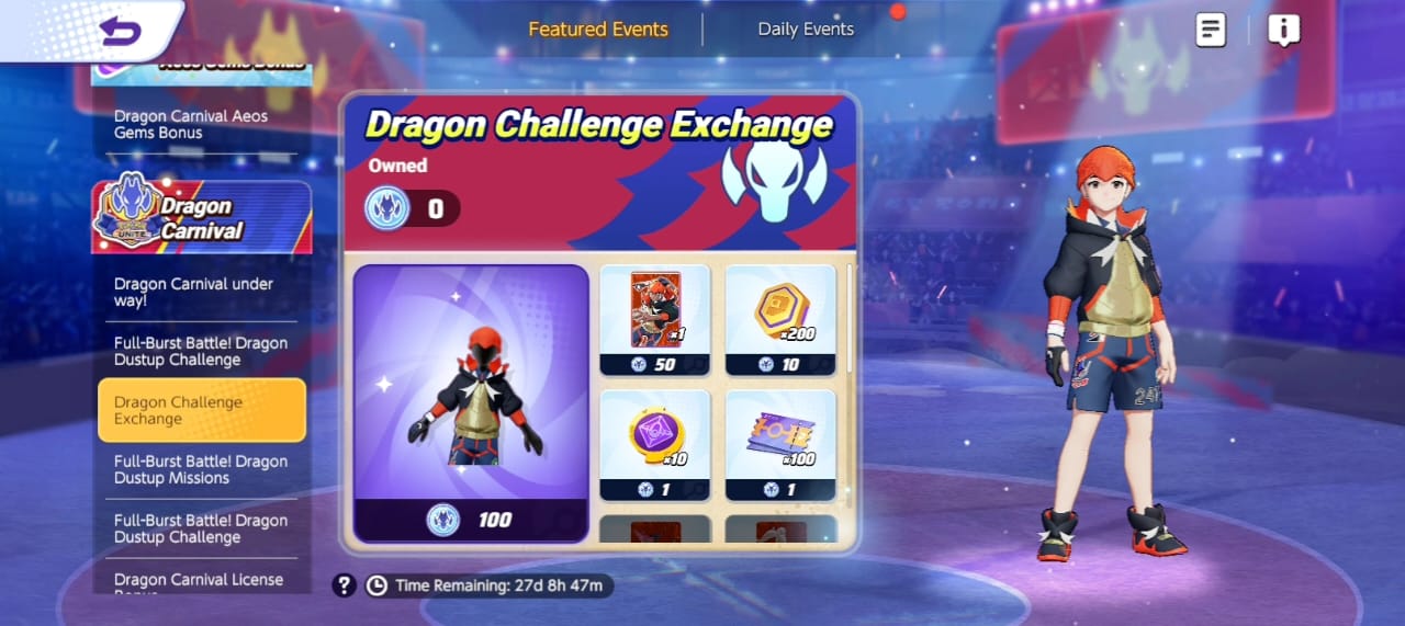Wymiana wyzwań karnawałowych Pokémon Unite Dragon