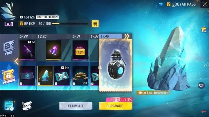 Icebreaker lootbox in June booyah pass