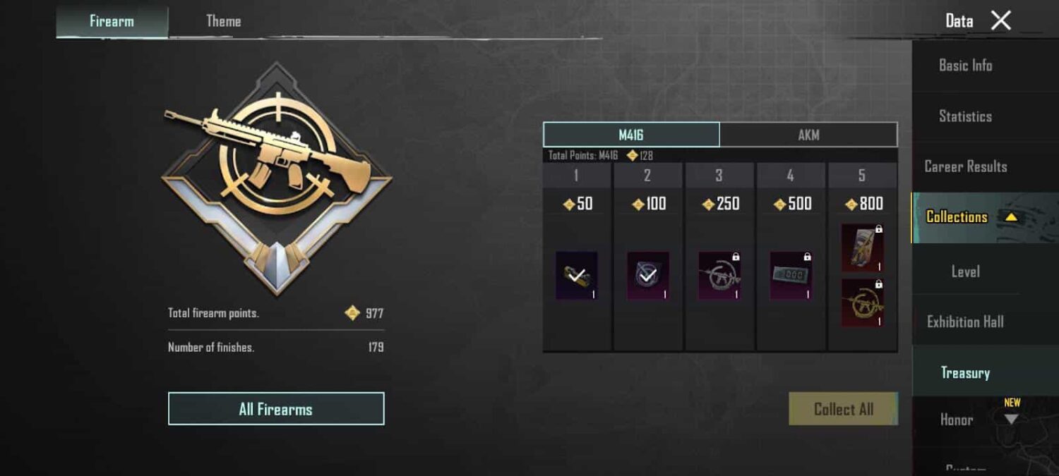 PUBG Mobile Collections Rank, Collections Treasury