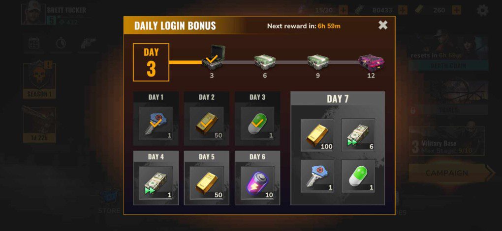 Zombie State: Rogue-like FPS Daily Login Bonus