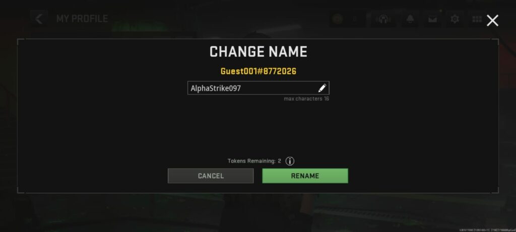 COD Warzone Mobile change in-game username