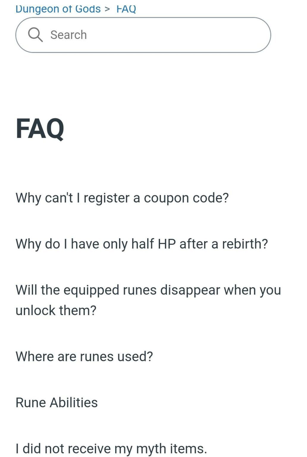 Dungeon of Gods: How to contact the customer support service