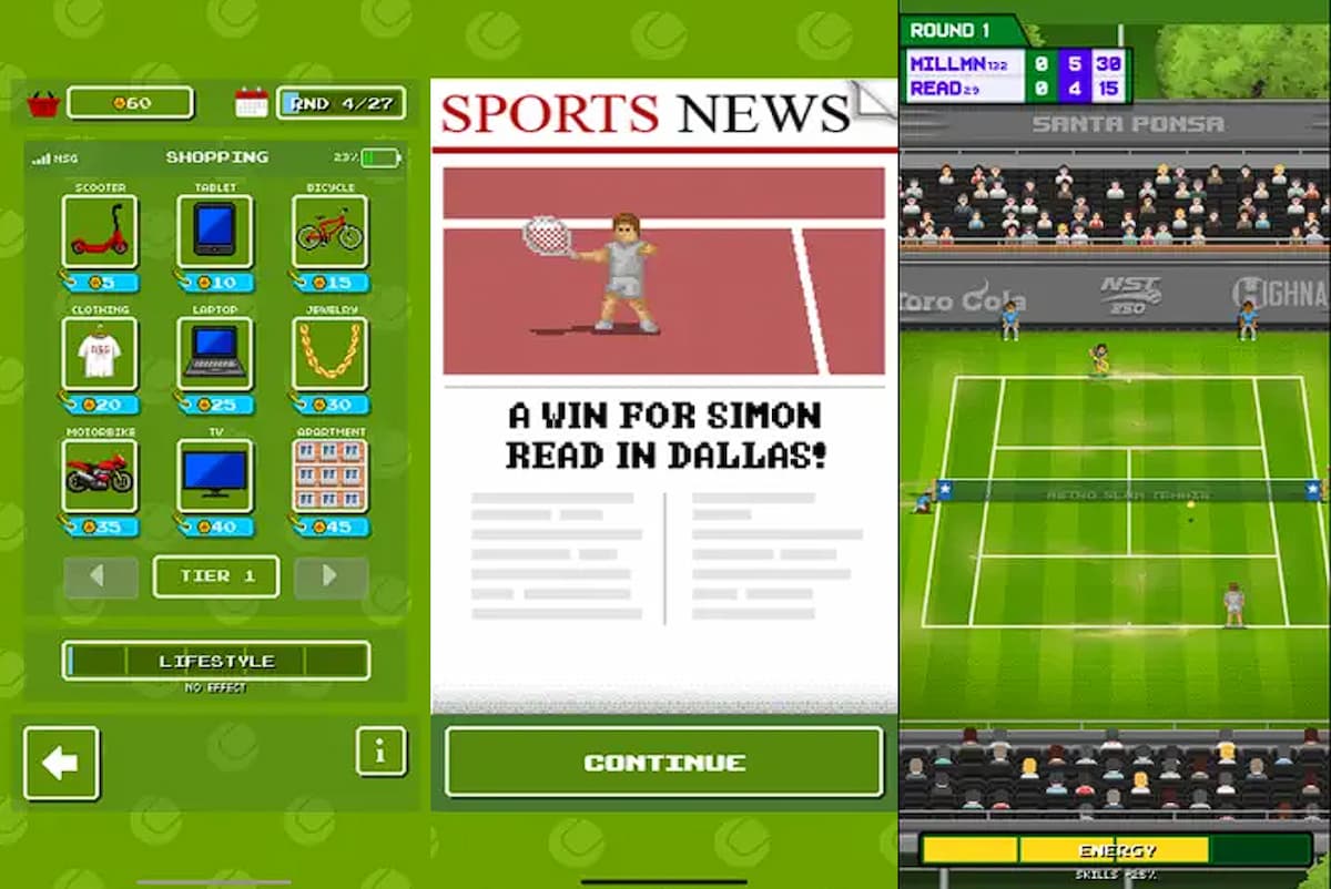 Retro Slam Tennis, новая теннисная игра от создателей Retro Bowl, теперь доступна на iOS.