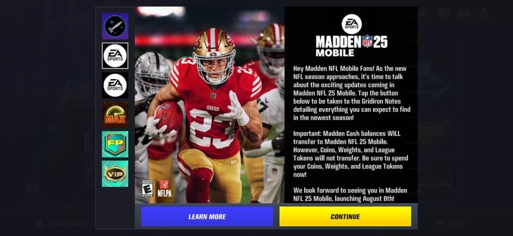 Руководство и советы по сбросу мобильного сезона Madden NFL 24 Mobile