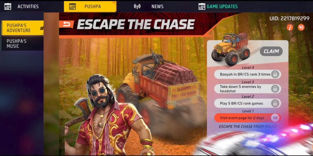 Free Fire MAX x Pushpa 2 Escape the Chase