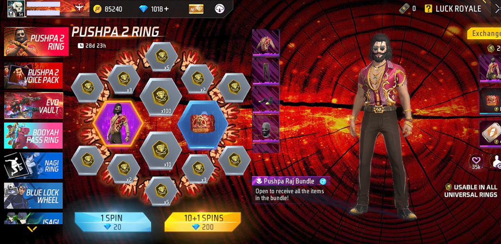 Free Fire MAX x Pushpa 2 Ring Event