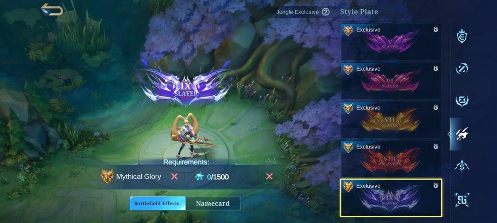 Jungle Exclusive Slayer Style Plate and Battlefield Effects, MLBB