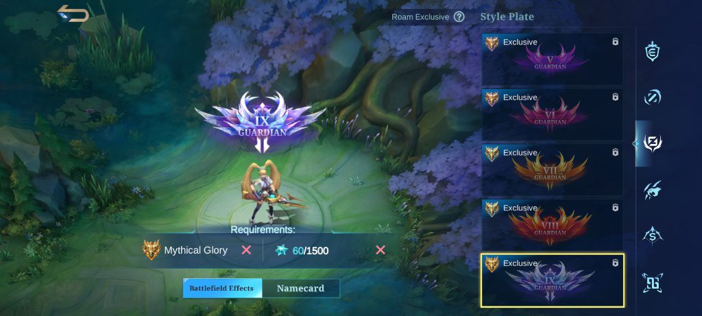 Roam Exclusive Guardian Style Plate and Battlefield Effects, MLBB