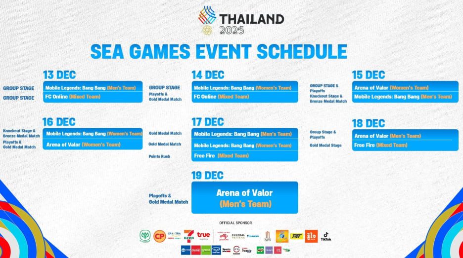 33rd SEA Games 2025 esports schedule