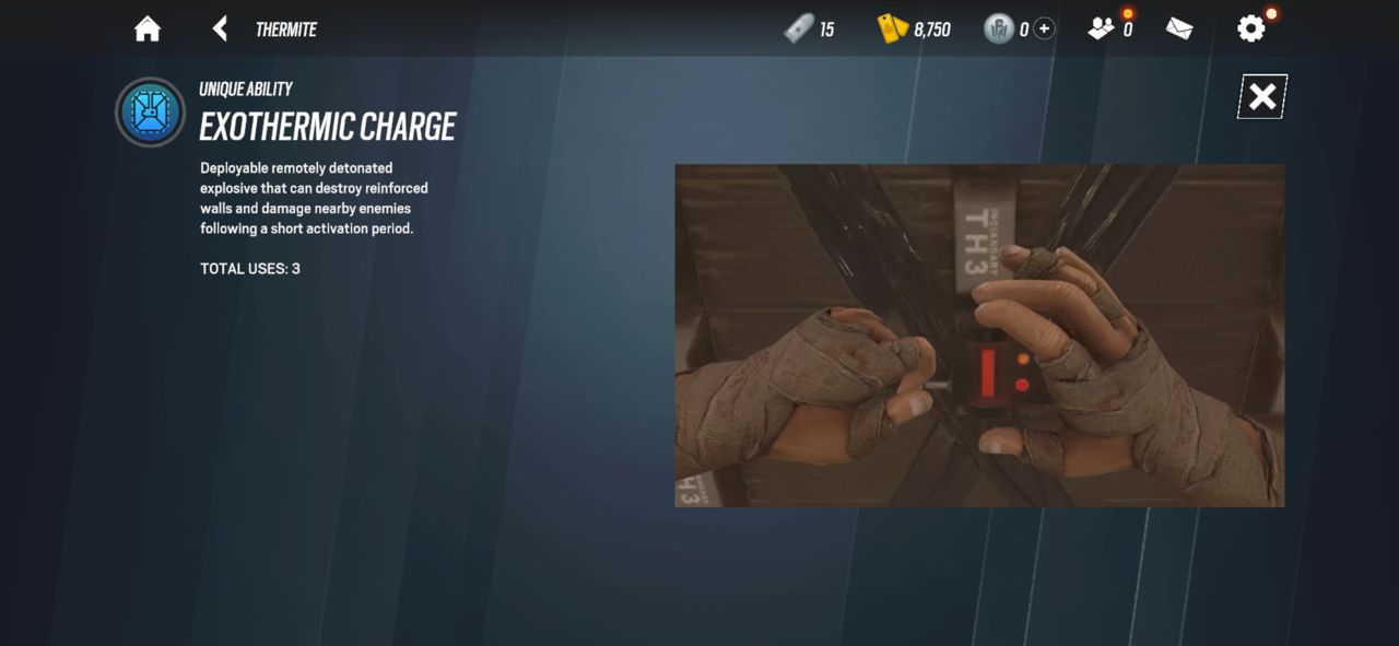 Exothermic Charge Unique Ability in Rainbow Six Mobile