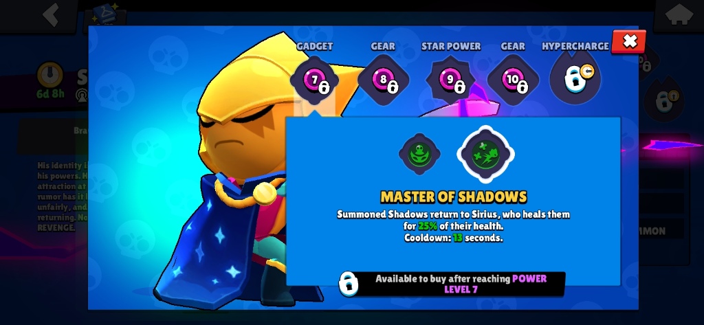 Sirius' Master of Shadows Gadget, Brawl Stars