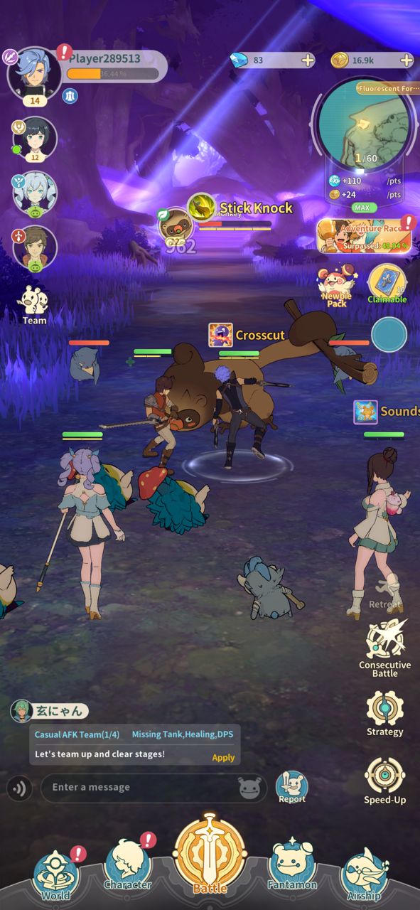 Combat in Fantamon Idle RPG