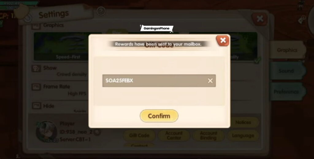 Spirits of Aetheria gift code redemption center