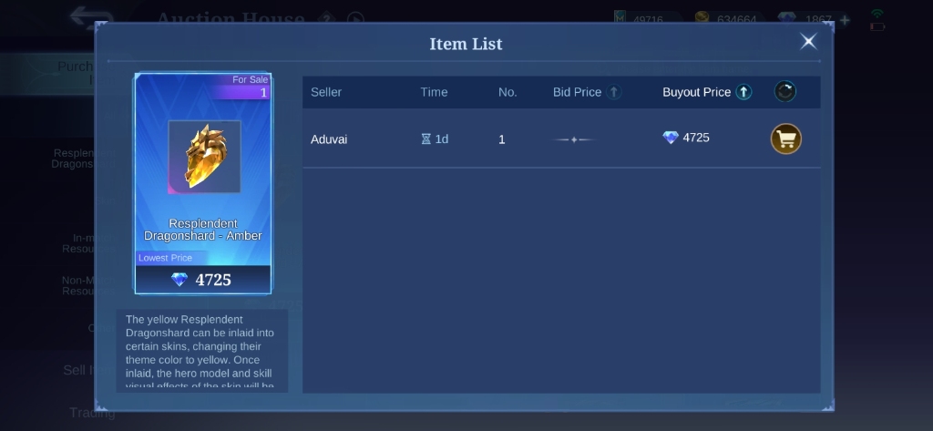 Buying Items in the Auction House, MLBB