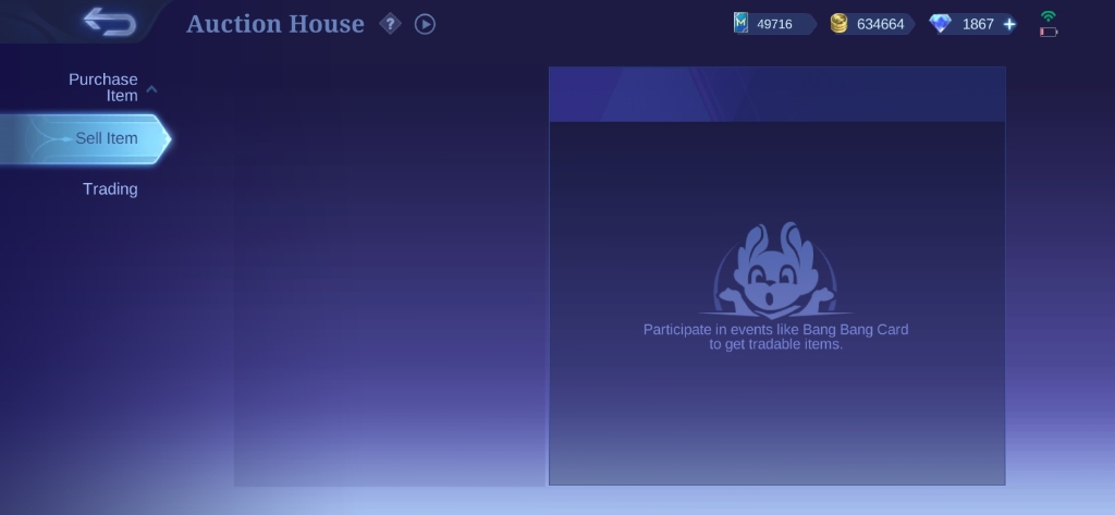 Auction House Sell Items, MLBB